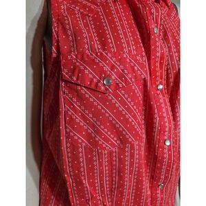 Wrangler Shirt Womens Large Pearl‎ Snap Button Sleeveless Retro Western Red